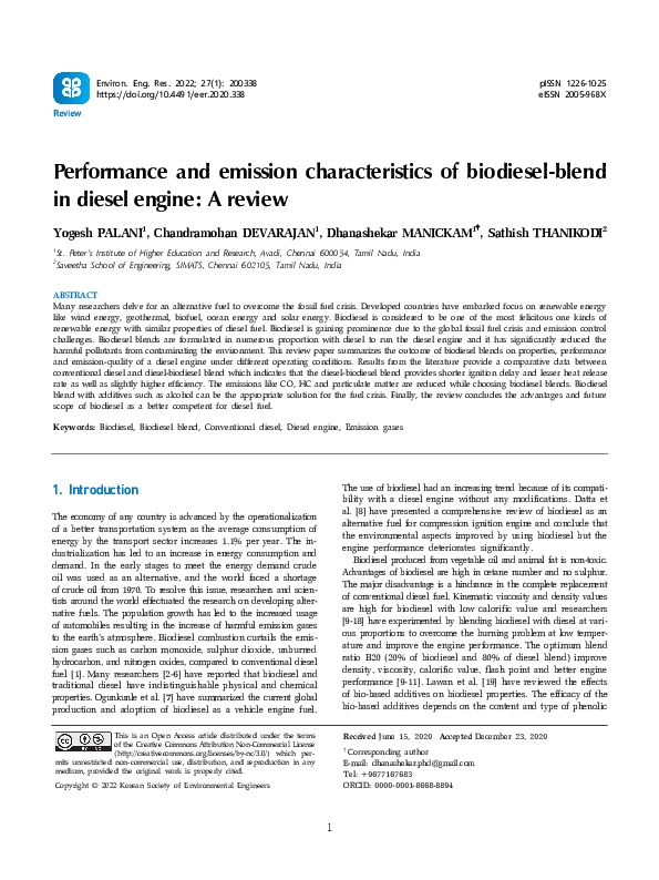 (PDF) Performance and emission characteristics of biodiesel-blend in ...