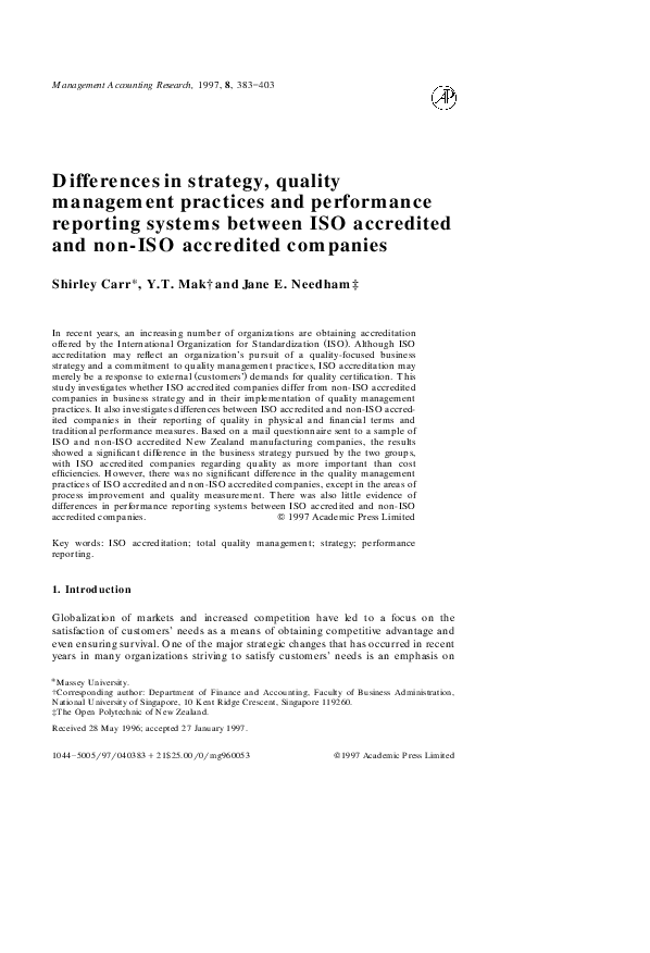  pdf differences in strategy quality management practices and