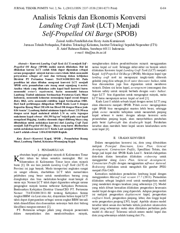 PDF Analisis Teknis Dan Ekonomis Konversi Landing Craft Tank LCT 