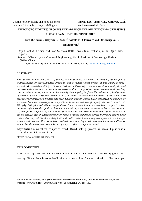 (PDF) Effect of optimizing process variables on the quality ...