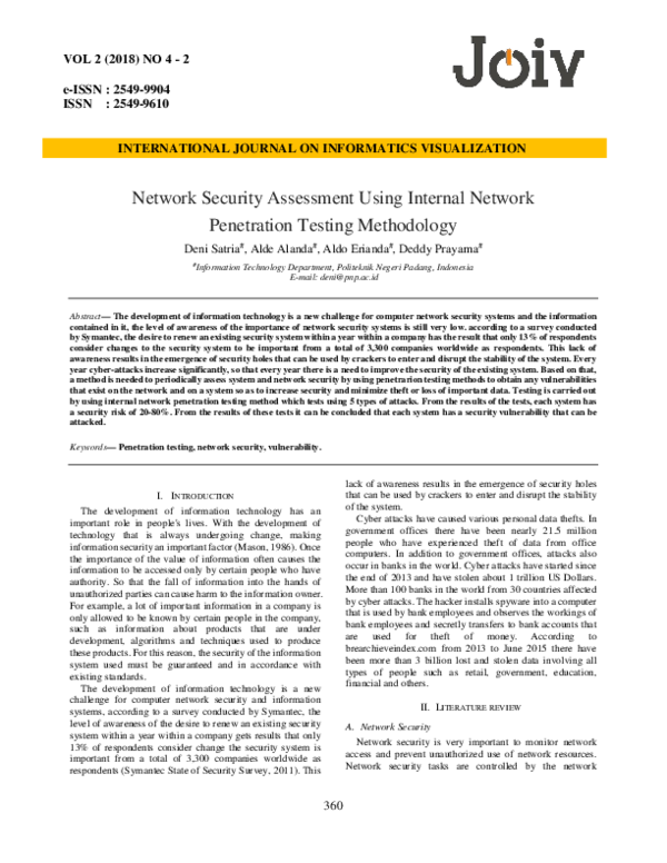 (PDF) Network Security Assessment Using Internal Network Penetration ...