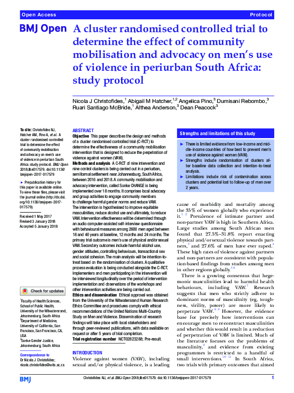 (PDF) A cluster randomised controlled trial to determine the effect of ...
