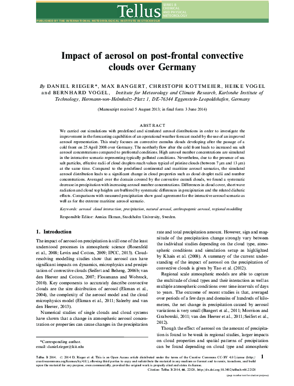 (PDF) Impact of aerosol on post-frontal convective clouds over Germany
