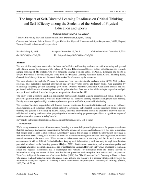 (PDF) The Impact of Self-Directed Learning Readiness on Critical ...