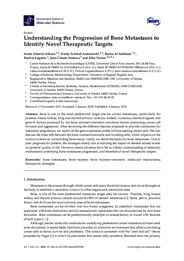 (PDF) Understanding the Progression of Bone Metastases to Identify ...