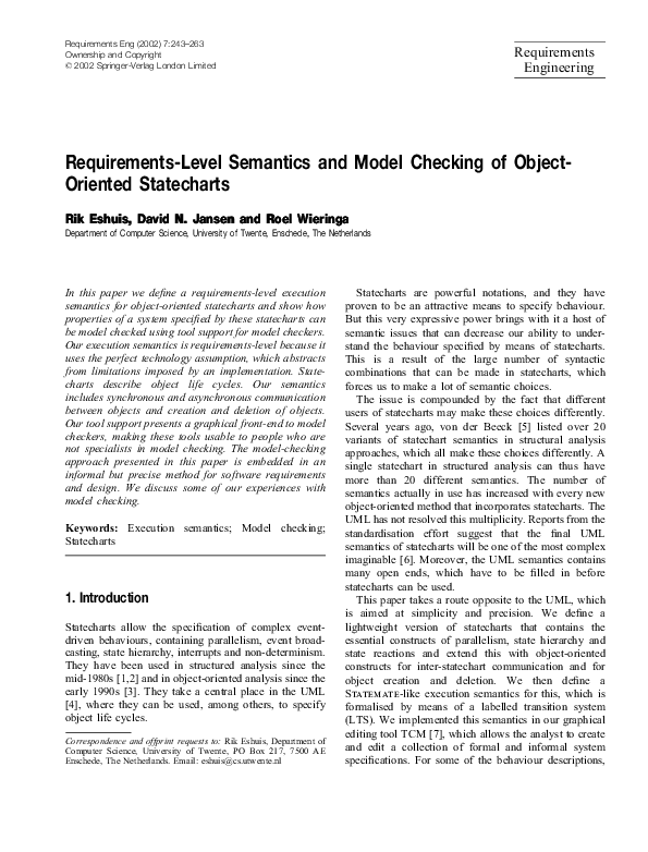 (PDF) Requirements-Level Semantics and Model Checking of ObjectOriented