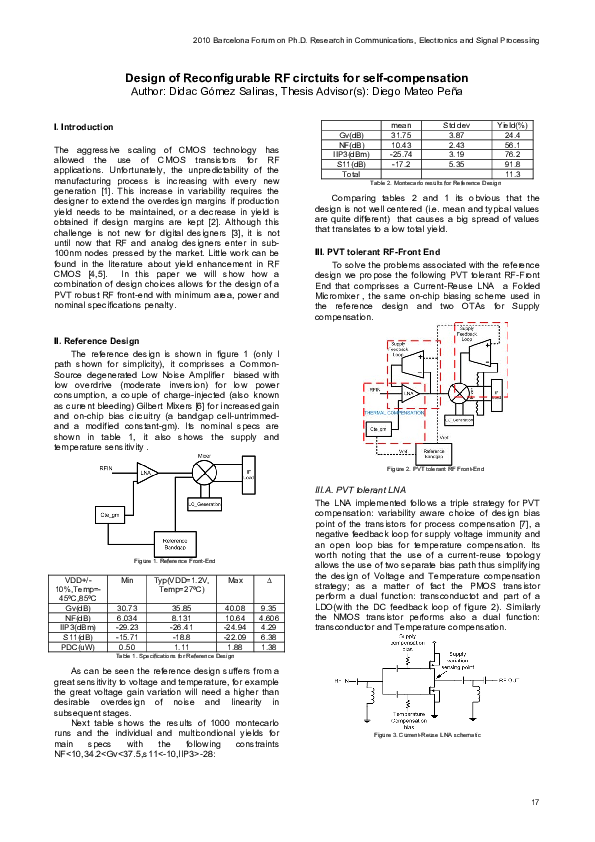 (PDF) Design of reconfigurable RF circuits for self compensation