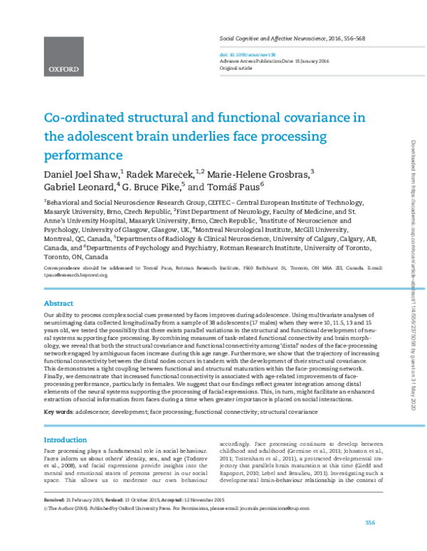 (PDF) Co-ordinated structural and functional covariance in the ...