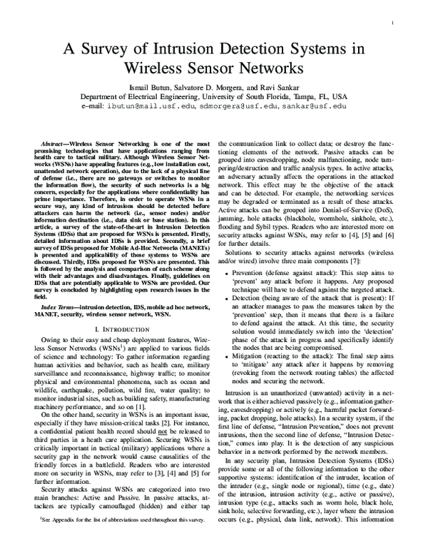 (PDF) A survey of intrusion detection systems in wireless sensor networks