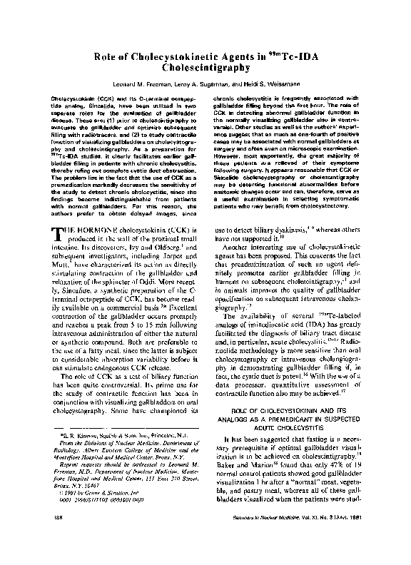 (PDF) Role of agents in 99mTcIDA cholescintigraphy