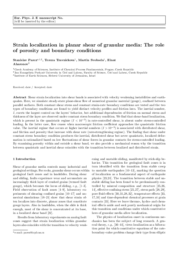(PDF) Strain localization in planar shear of granular media: the role ...
