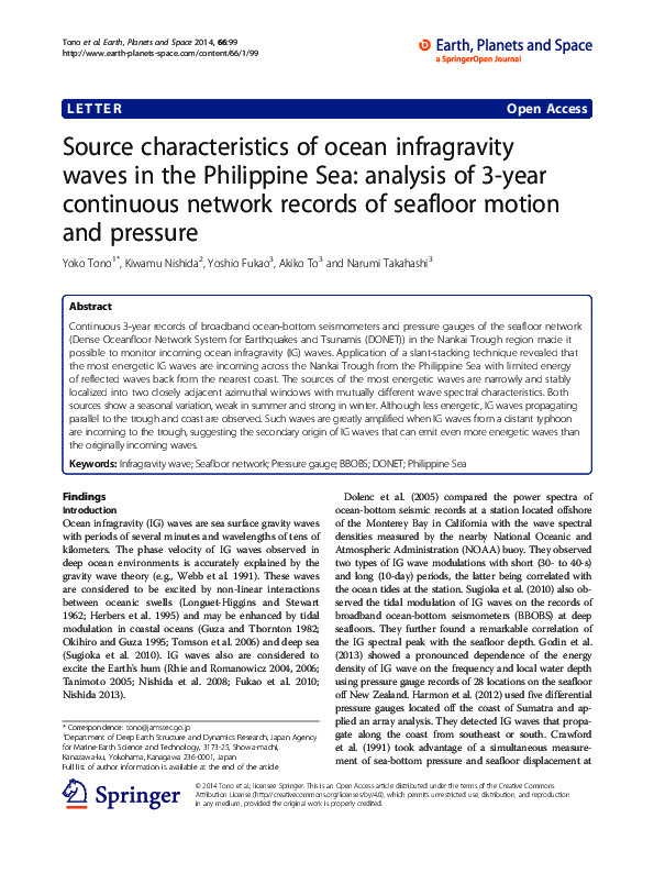 (PDF) Source characteristics of ocean infragravity waves in the ...