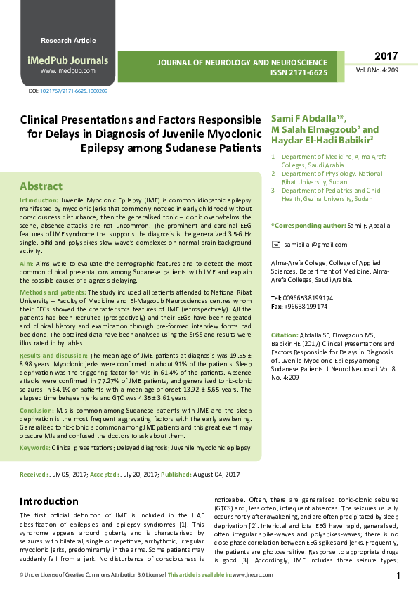 (PDF) Clinical Presentations and Factors Responsible for Delays in ...