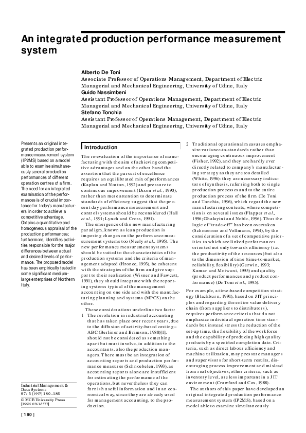 (PDF) An integrated production performance measurement system