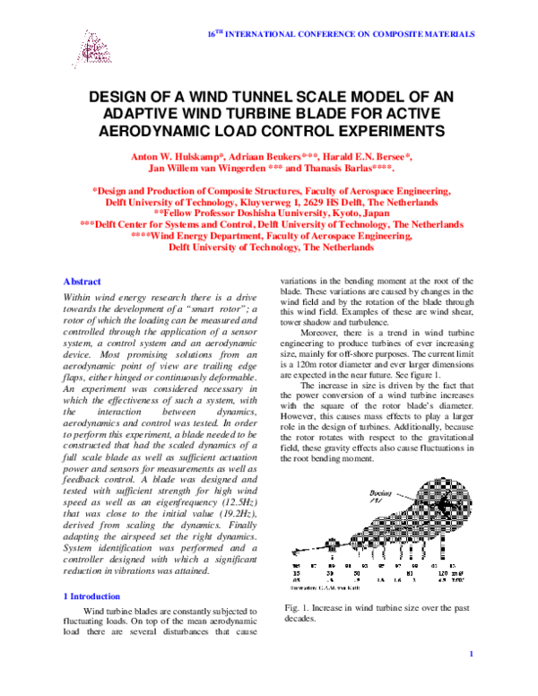 (PDF) Design of a wind tunnel scale model of an adaptive wind turbine ...