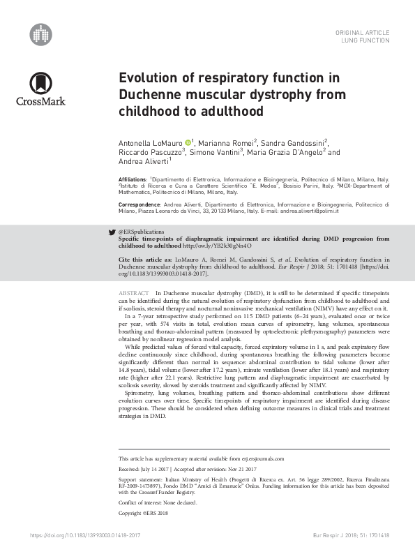 (PDF) Evolution of respiratory function in Duchenne muscular dystrophy ...