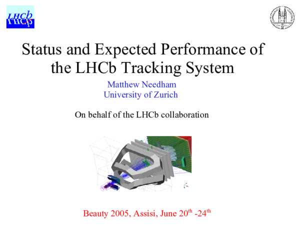 (PDF) Status and expected performance of the LHCb tracking system