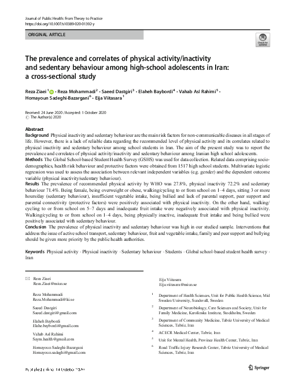 (PDF) The prevalence and correlates of physical activity/inactivity and ...