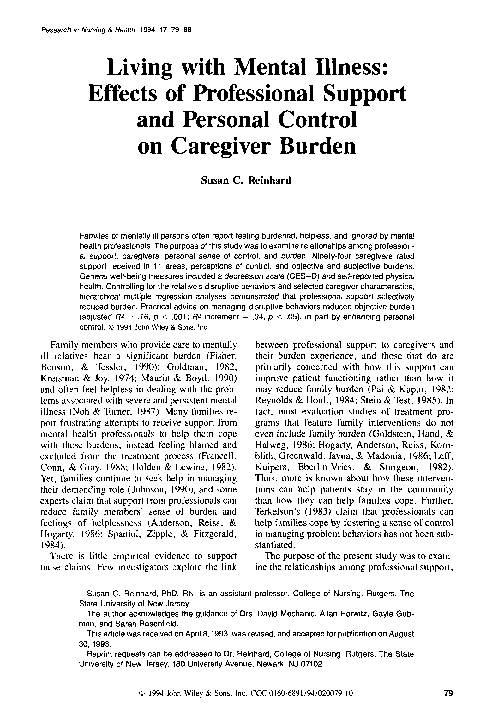 (PDF) Living with mental illness: Effects of professional support and ...