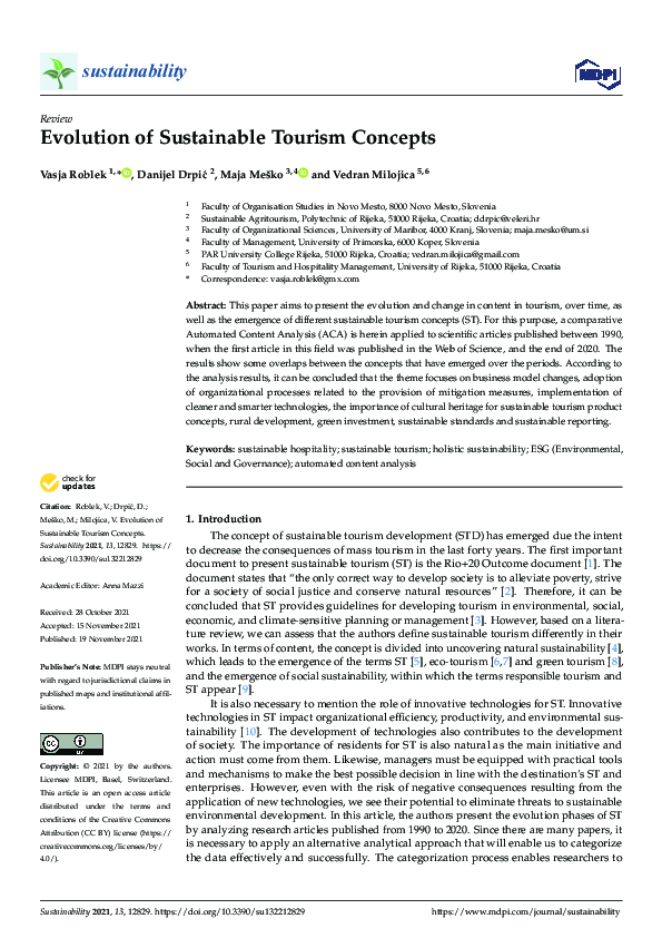 (PDF) Evolution of Sustainable Tourism Concepts