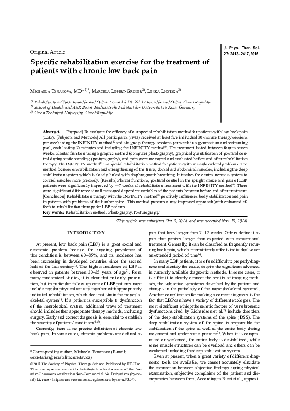 (PDF) Specific rehabilitation exercise for the treatment of patients ...