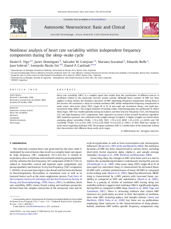 (PDF) Nonlinear analysis of heart rate variability within independent ...