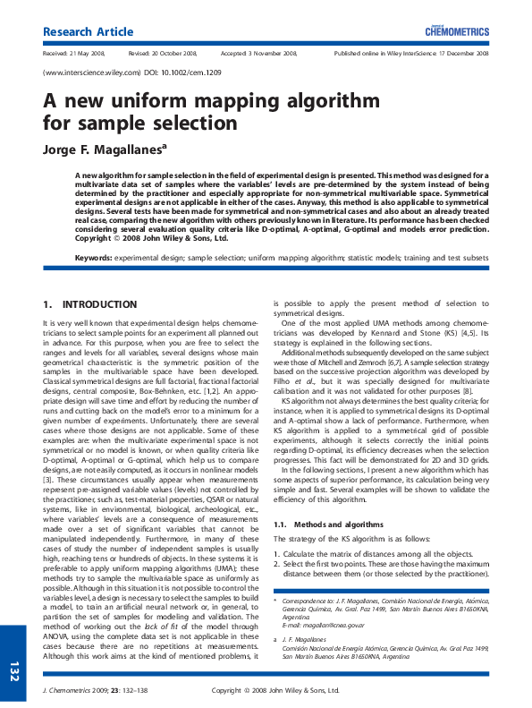 (PDF) A new uniform mapping algorithm for sample selection
