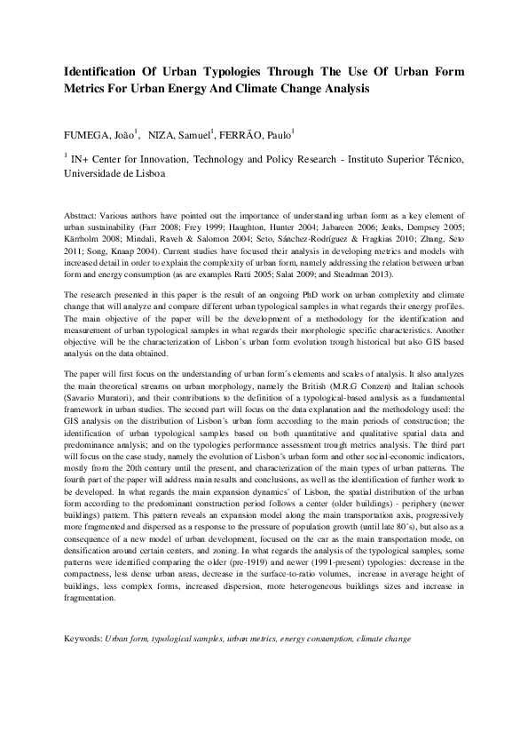 (PDF) Identification Of Urban Typologies Through The Use Of Urban Form ...