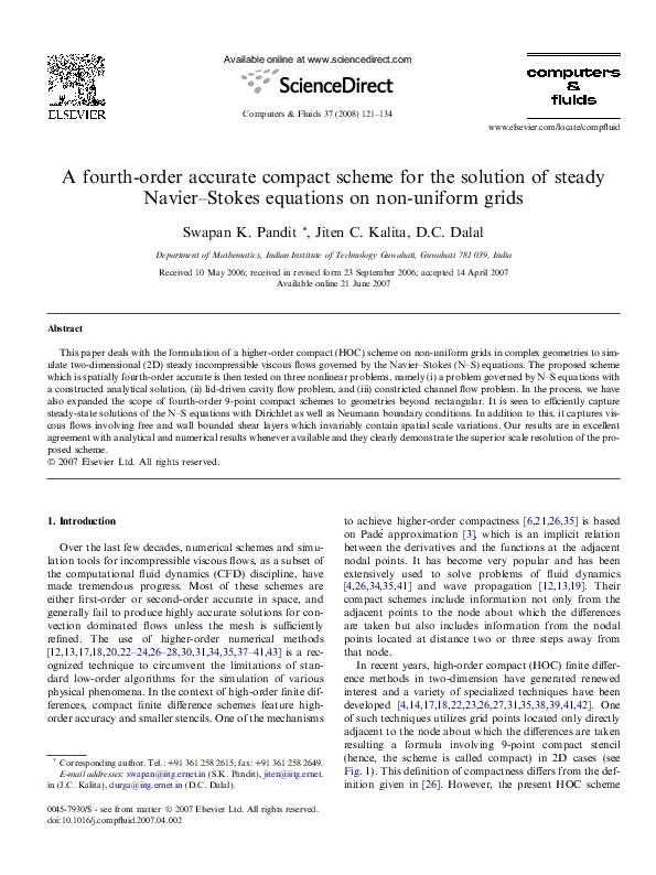 (PDF) A fourth-order accurate compact scheme for the solution of steady ...