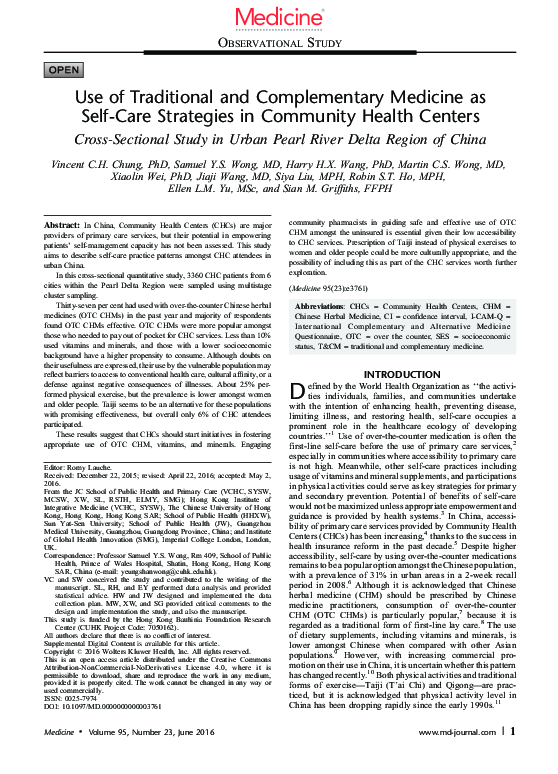 (PDF) The Use of Traditional and Complementary Medicine among Patients ...
