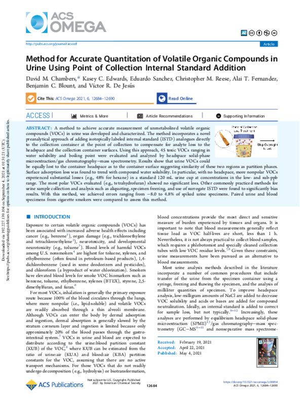 (PDF) Method for Accurate Quantitation of Volatile Organic Compounds in ...