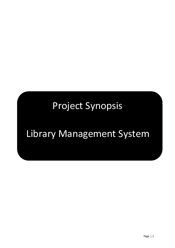 (DOC) Library Management System Project Synopsis