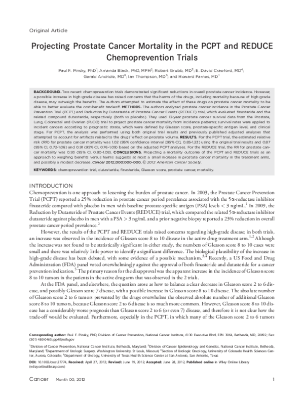 (PDF) Projecting prostate cancer mortality in the PCPT and REDUCE ...
