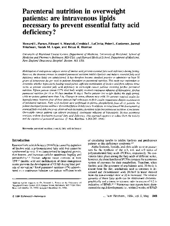 (PDF) Parenteral nutrition in overweight patients are intravenous