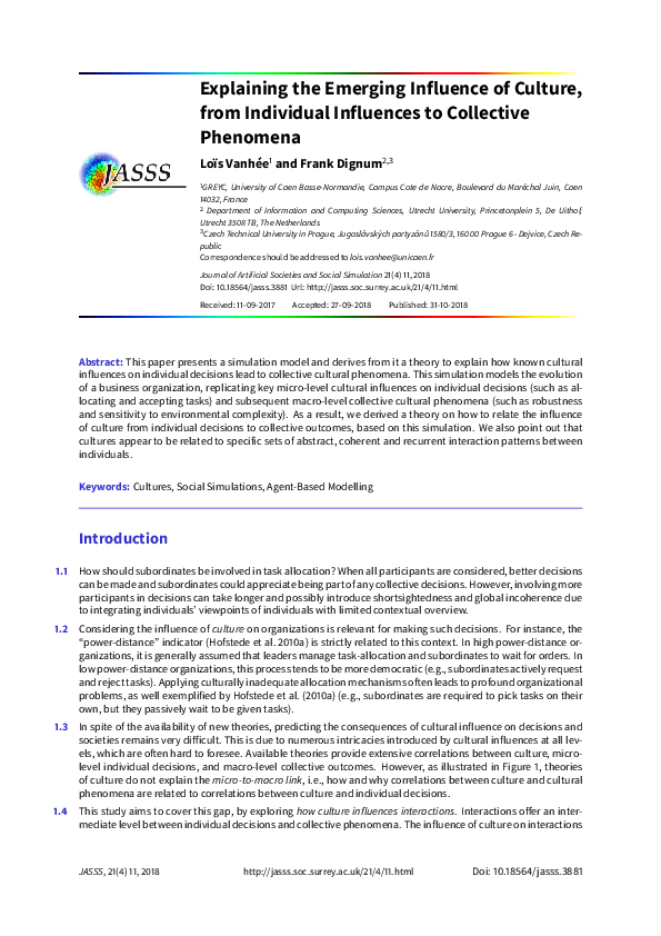 (PDF) Explaining the Emerging Influence of Culture, from Individual ...