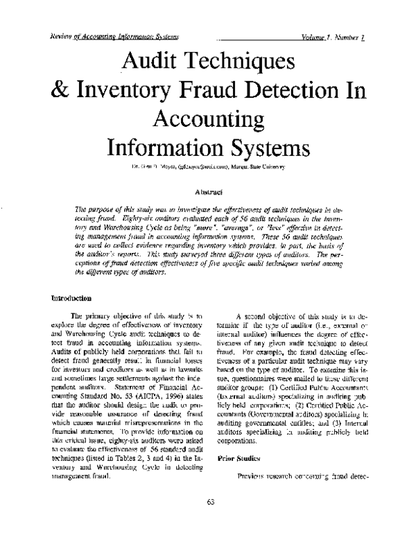 (PDF) Audit Techniques & Inventory Fraud Detection In Accounting ...
