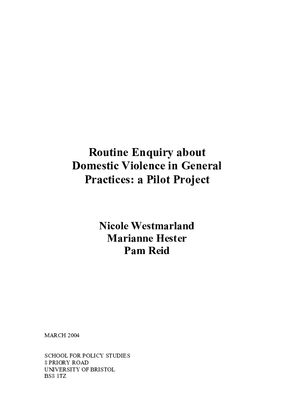 (PDF) Routine Enquiry about Domestic Violence in General Practices: a ...