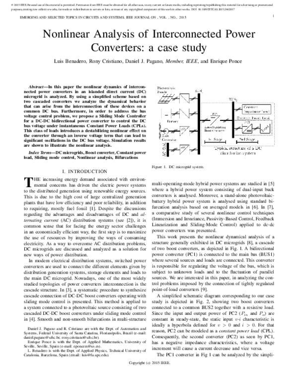 (PDF) Nonlinear Analysis of Interconnected Power Converters: A Case Study