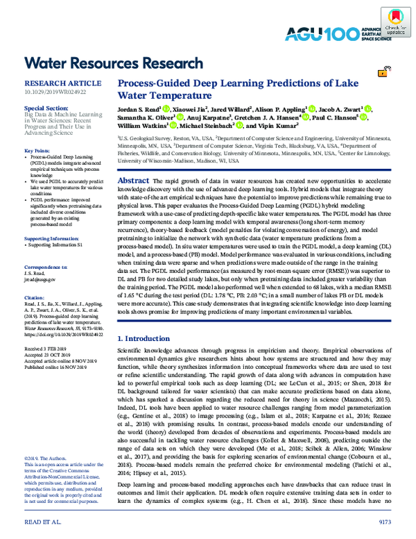 (PDF) Process‐guided deep learning predictions of lake water temperature