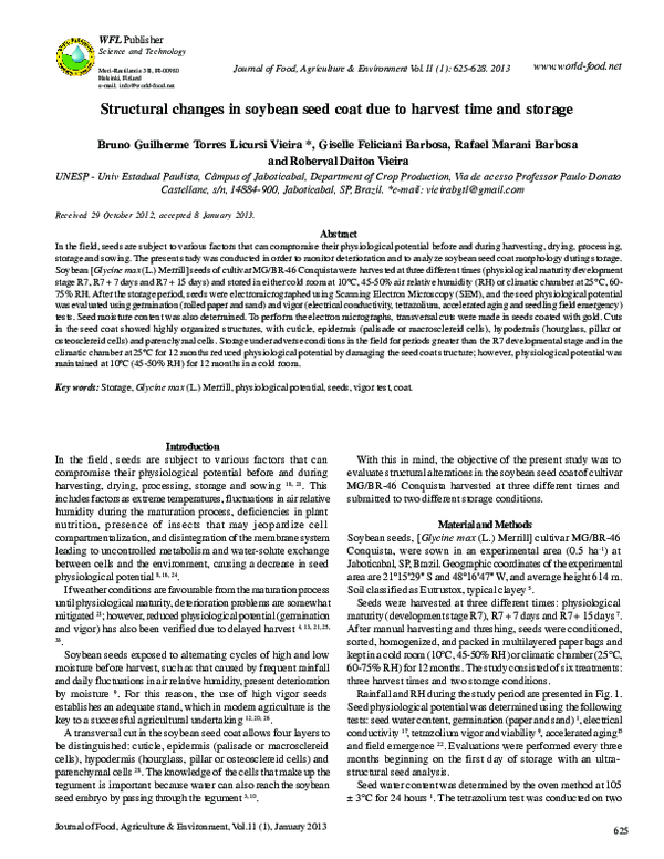 (PDF) Structural changes in soybean seed coat due to harvest time and ...