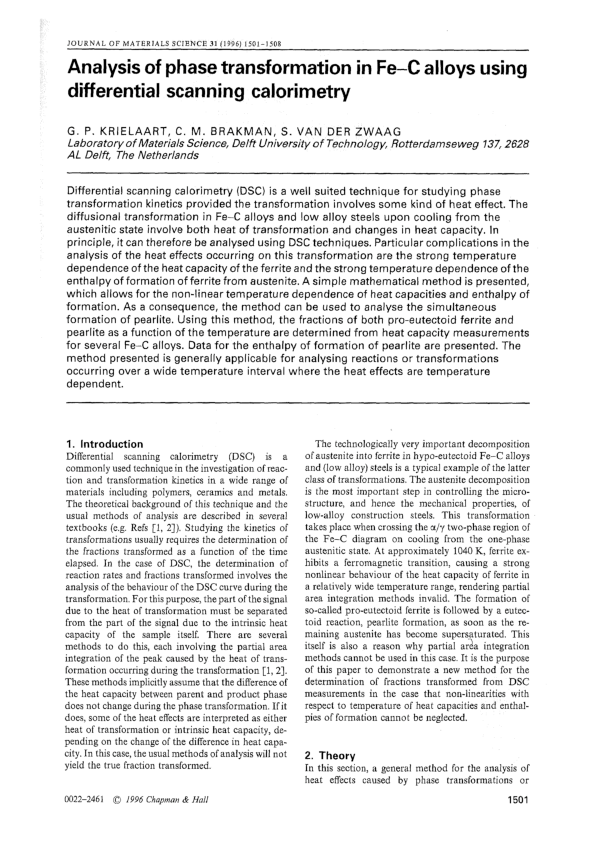 (PDF) Analysis of phase transformation in Fe-C alloys using ...