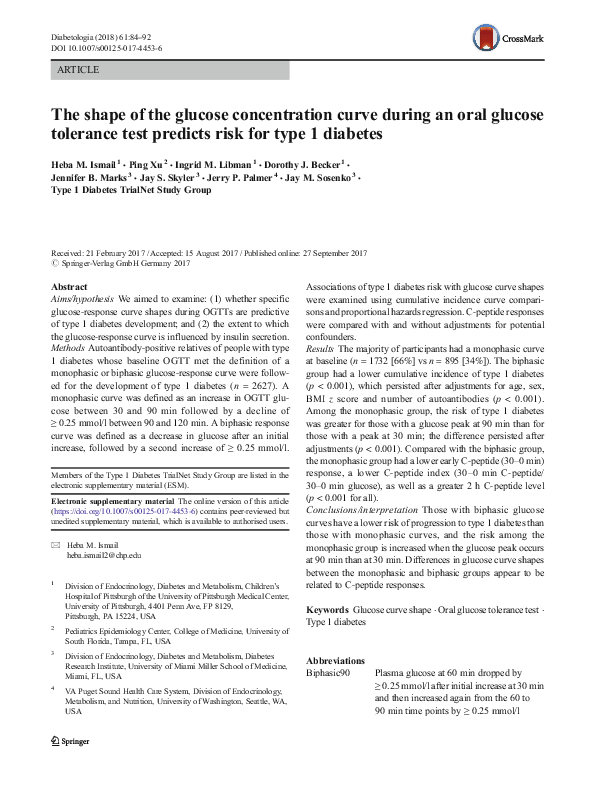 (PDF) The shape of the glucose concentration curve during an oral ...