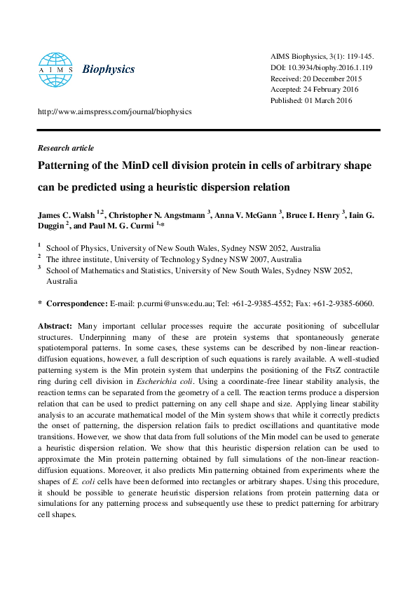 (PDF) Patterning of the MinD cell division protein in cells of ...