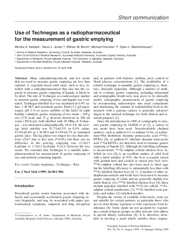 (PDF) Use of Technegas as a radiopharmaceutical for the measurement of ...