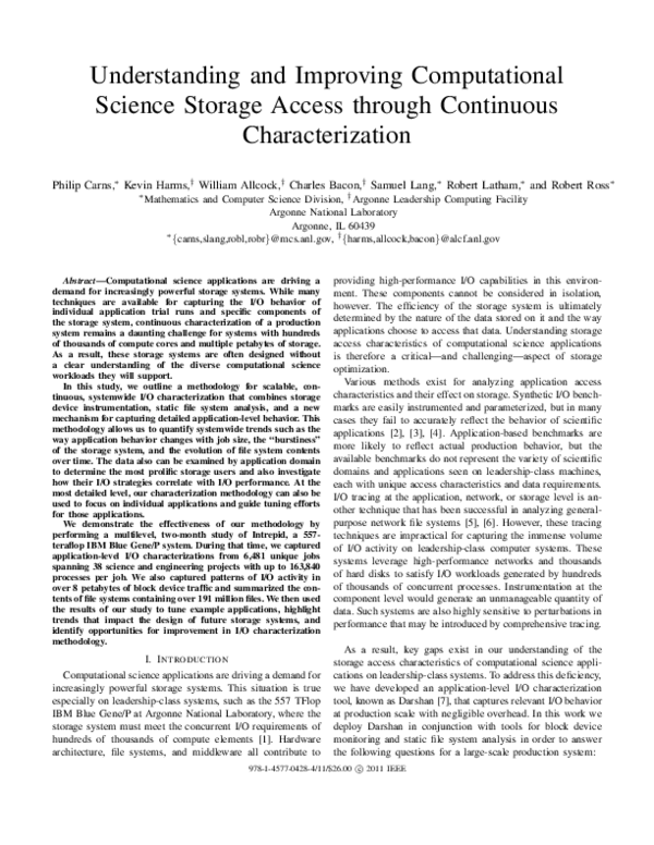 (PDF) Understanding and Improving Computational Science Storage Access ...