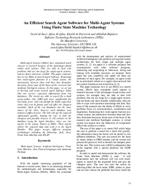 (PDF) An Efficient Search Agent Software for Multi-Agent Systems Using ...