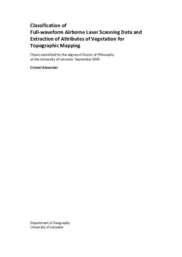 (PDF) Classification of Full-waveform Airborne Laser Scanning Data and ...