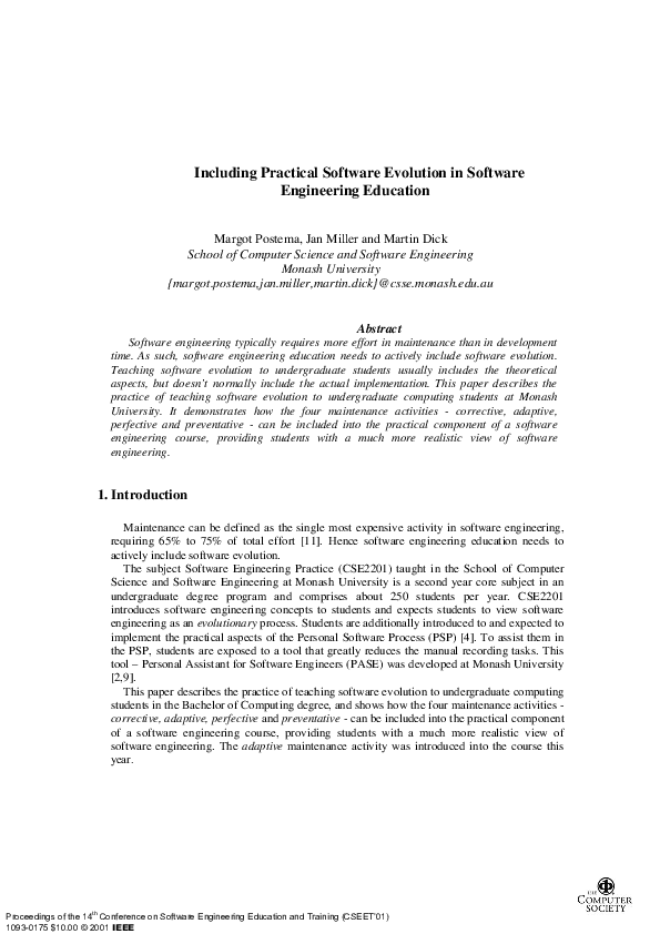 (PDF) Including practical software evolution in software engineering ...