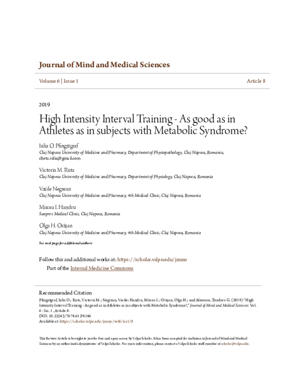 (PDF) High Intensity Interval Training - As good as in Athletes as in ...