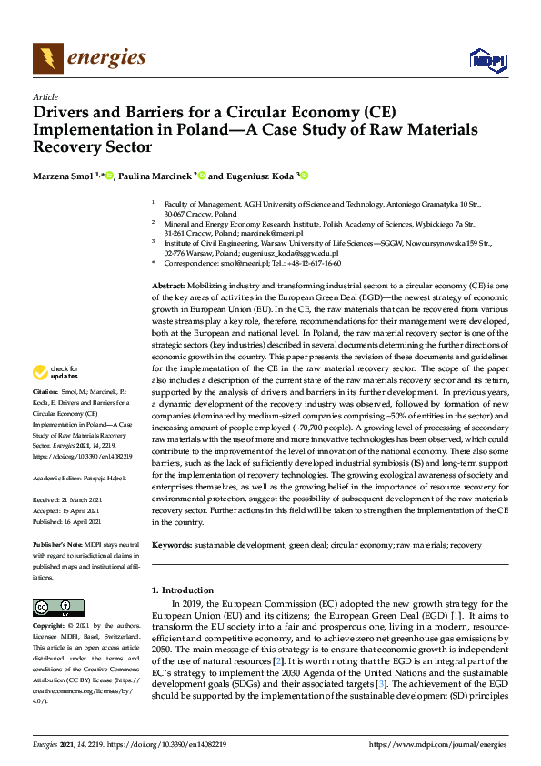 (PDF) Drivers and Barriers for a Circular Economy (CE) Implementation ...